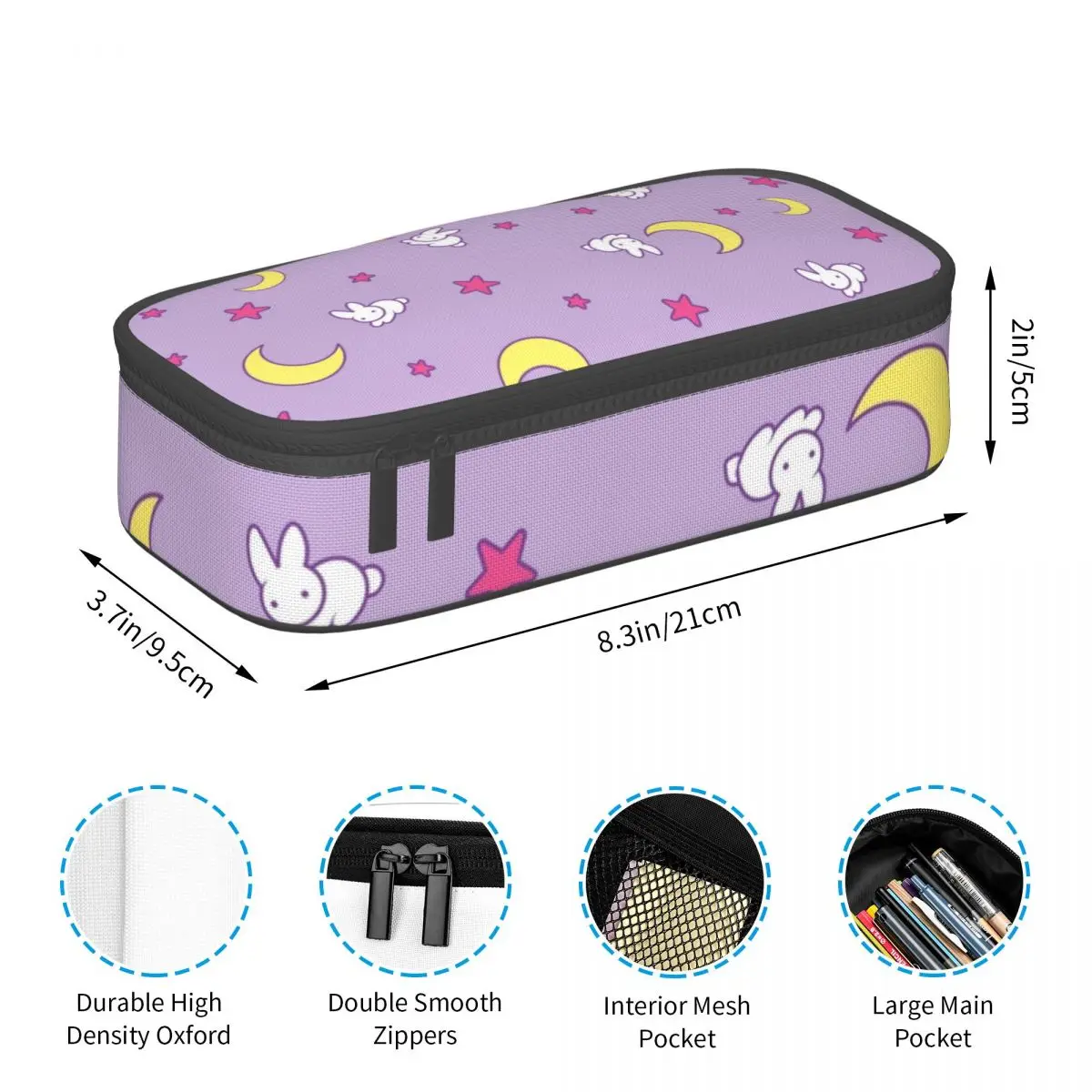 Sailor Moon - مقلمة على شكل هلال القمر والأرنب لعلبة أقلام المدرسة للطلاب، حقيبة أقلام رصاص، لوازم القرطاسية، حقيبة حامل القلم