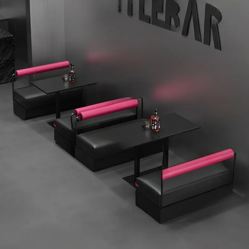 Internet celebrity industrial style bar barbecue shop stainless steel wall booth sofa milk tea shop cafe lounge area