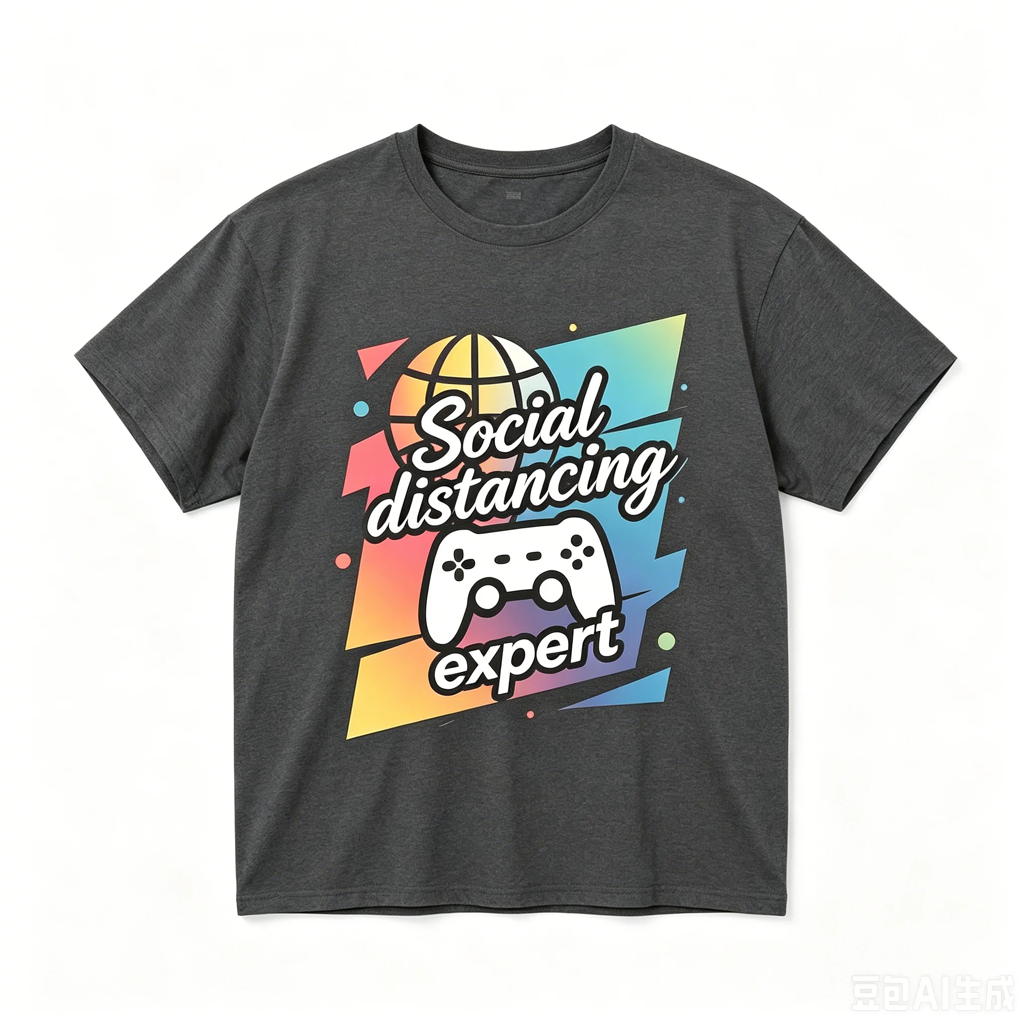 Men Retro 90s Gradient Graphic T Shirt Social Distancing Expert Funny Gamer Sarcastic Quote O-Neck Loose Cotton Casual Tees