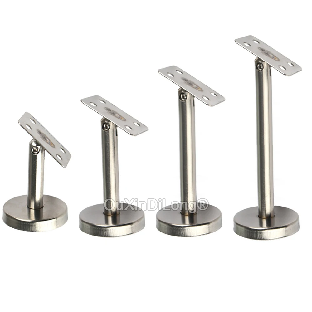 

4PCS Stainless Steel Handrail Wall Floor Mount Brackets Straight Vertical Post Support Bracket Adjustable Flat Curve Plate Tray
