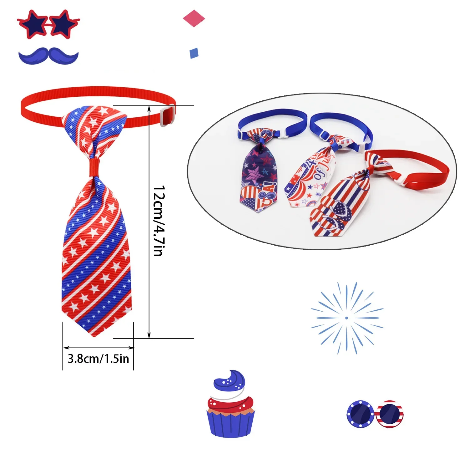 50pcs\100pcs Pet Supplies Grooming Dog Puppy Tie Adjustable Pet Bow Tie Small Cat Dog Collar Accessories American Flag