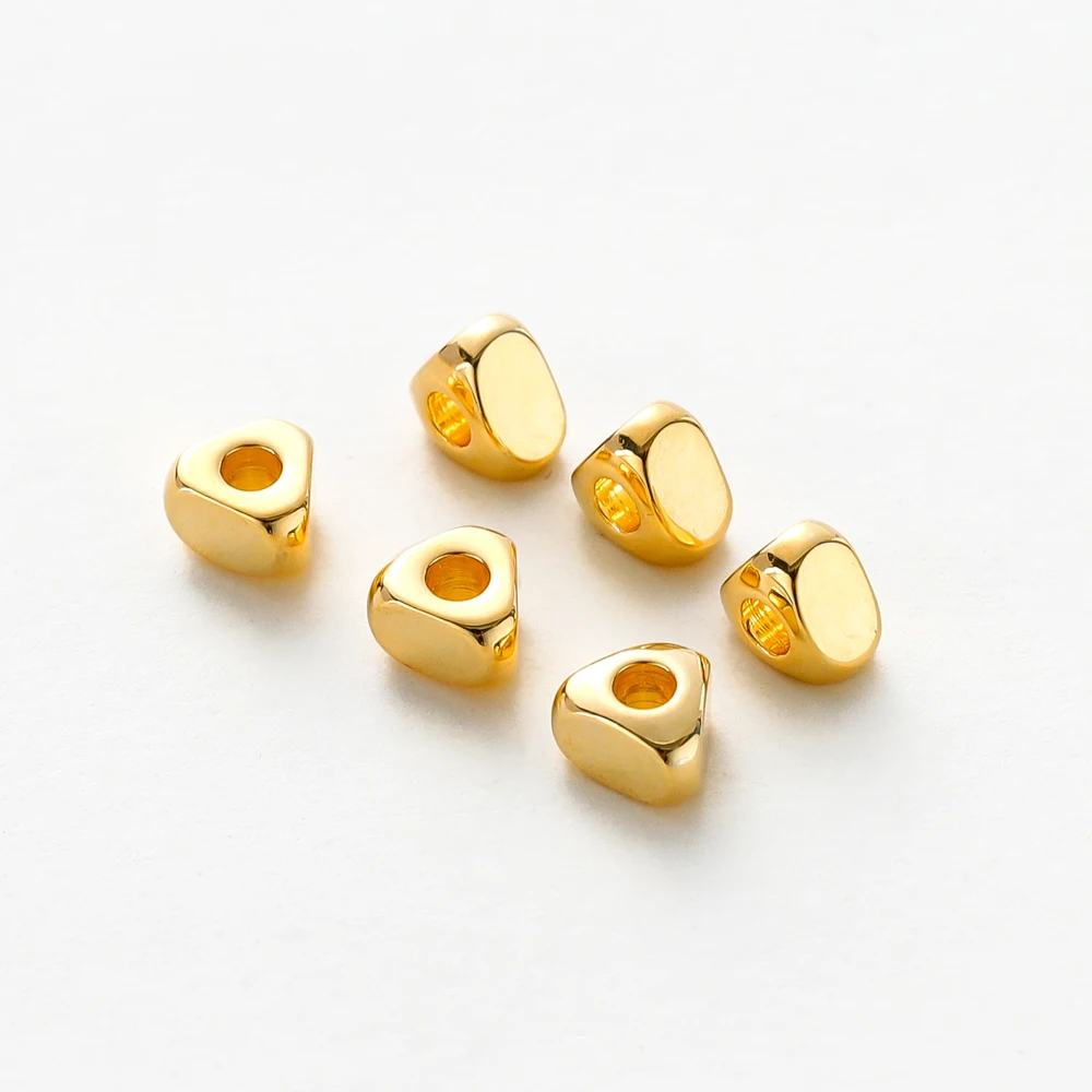 30/50pcs 14K 18K Gold Color Plated Brass Hole 1.5mm Triangle Beads Spacer Beads Bracelet Diy Jewelry Accessories