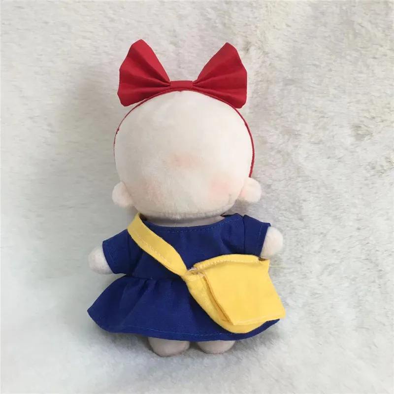 Purple Blue Summer Pajamas 10cm Doll Clothes Navy Blue Dress With Red Bow Hair Band for 10cm Plush Cotton Stuffed Dolls Toy