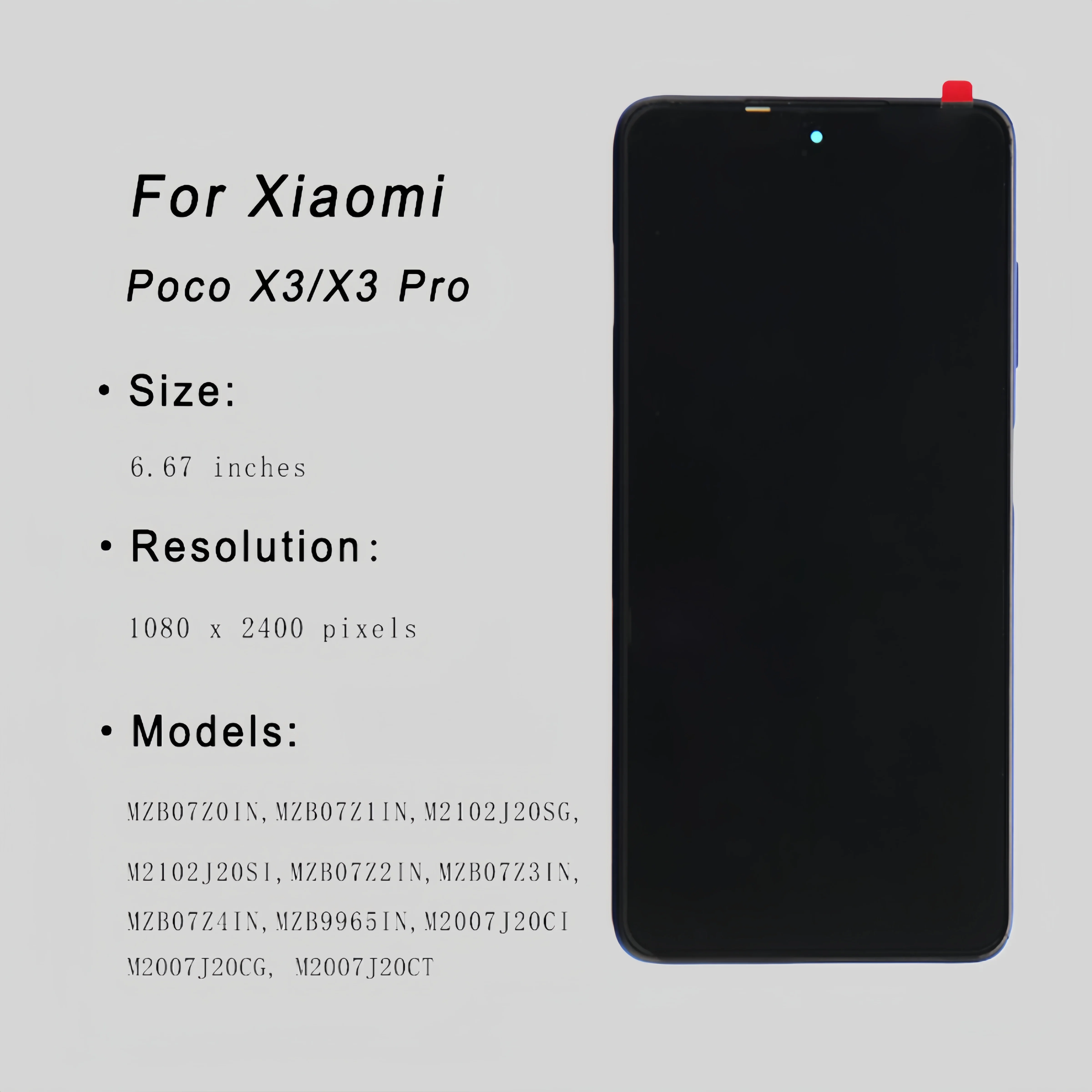 สําหรับ Xiaomi Poco X3/X3 Pro จอแสดงผล LCD Touch Screen Digitizer Assembly Replacement