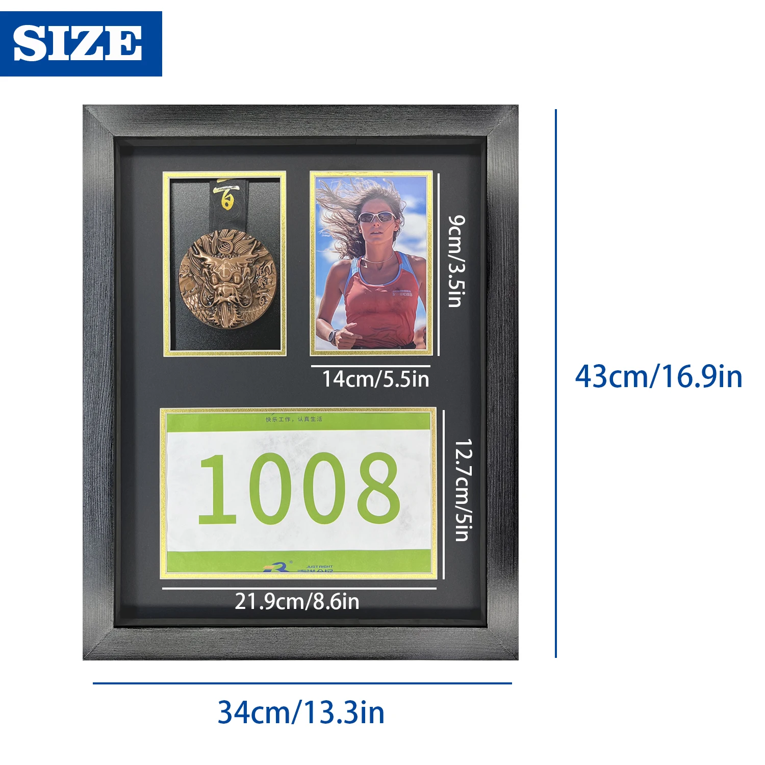 Wooden Photo Marathon Medal Display Frame For Picture High-end framed Medals  Border Storage Case Home Decoration 30 x 22