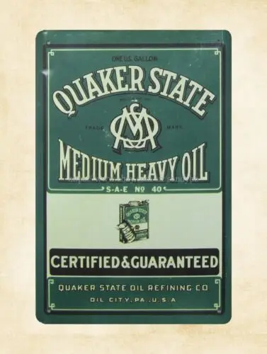 Quaker State 1 Gallon Oil metal tin sign retro garage signs