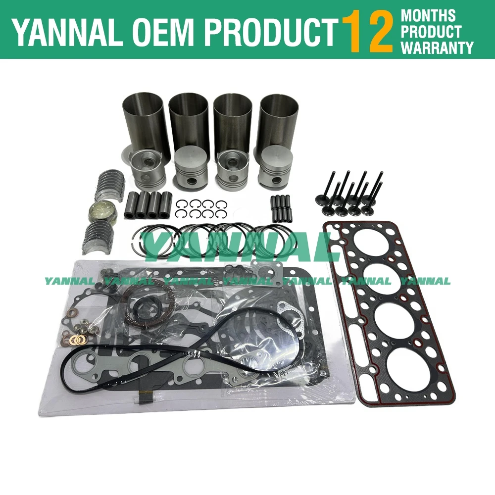 New V1702 V1702B Overhaul Rebuild Kit For Kubota Piston Liner Gasket Bobcat 743 733 Valve