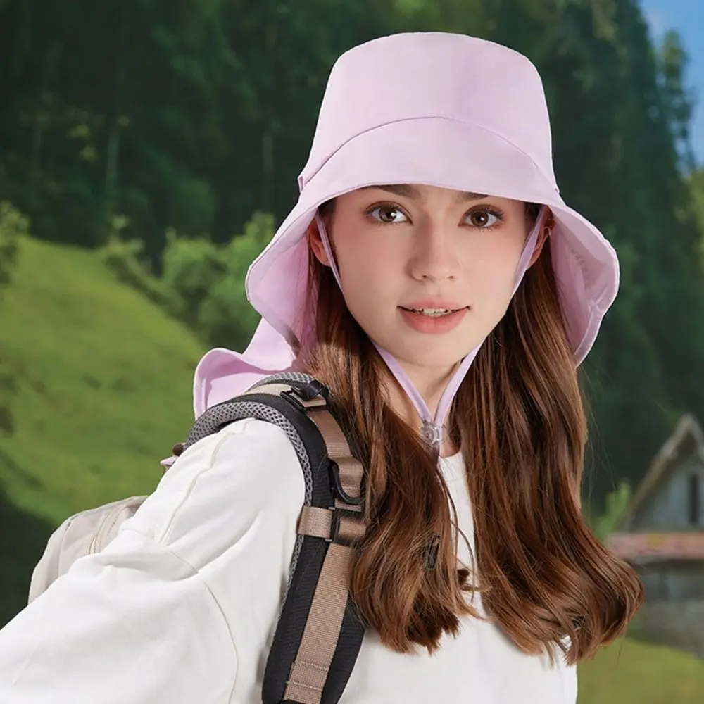 

New Sun Protection Sun Hat Anti-UV Sunshade Wide Brim Agricultural Work Hat Foldable Neck Protection Bucket Hat Women Men