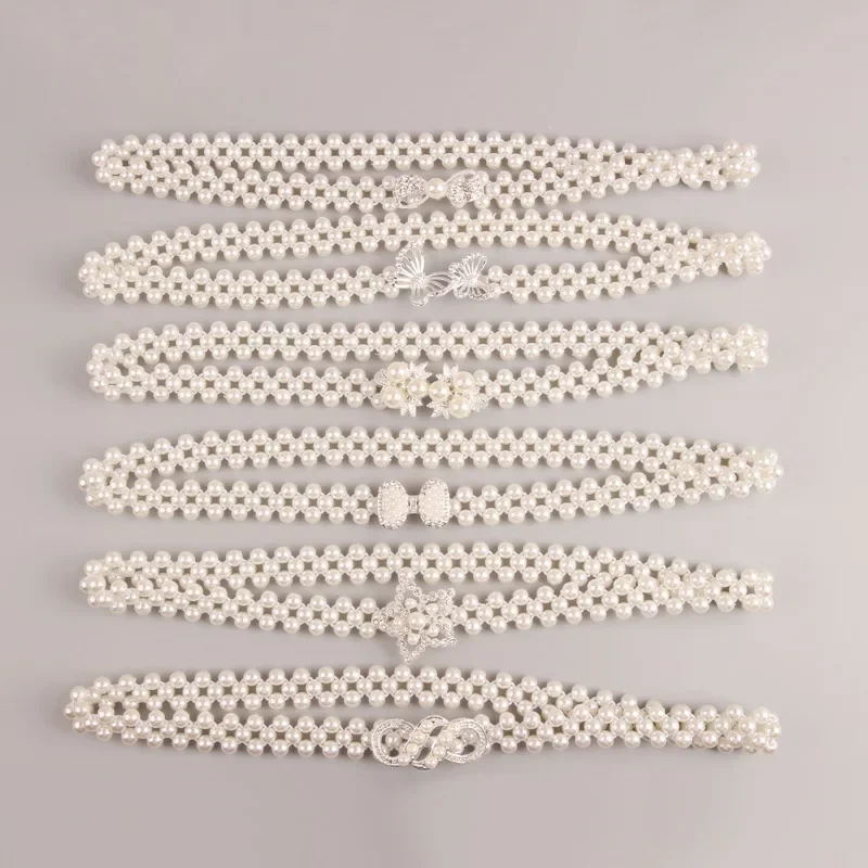 

Large Imitation Pearl Waist Chain Women's Elastic Belt with Diamond Decoration Fashion Girdle Skirt Dress Clothing Decoration