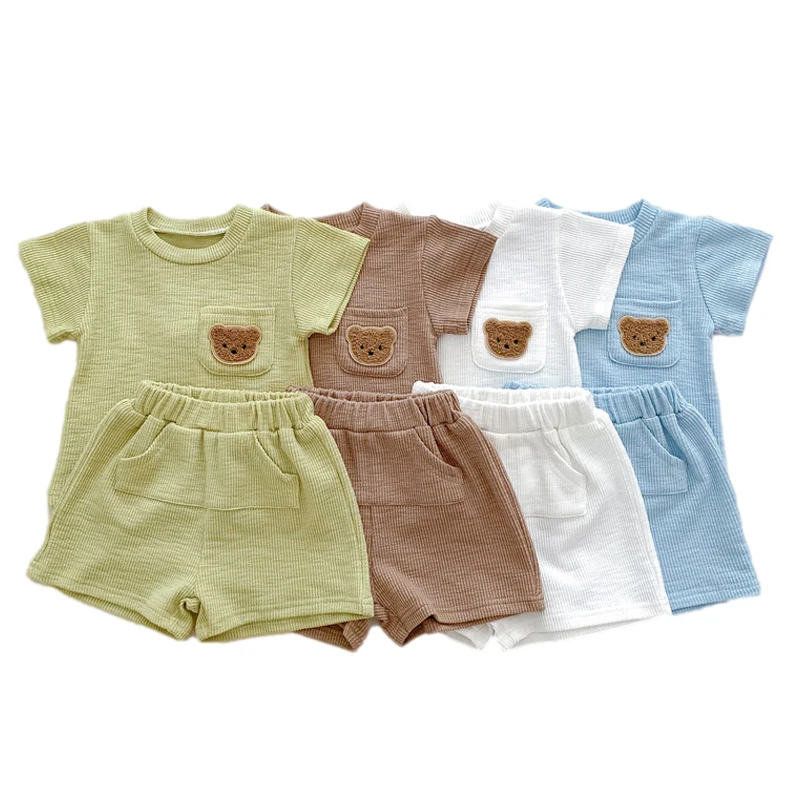 

Summer Baby Girl Boy Clothes Set Bear T-Shirt Tops Shorts 2Pcs Newborn Baby Outfit Set Korean Kids Clothing Infant Toddler Suit