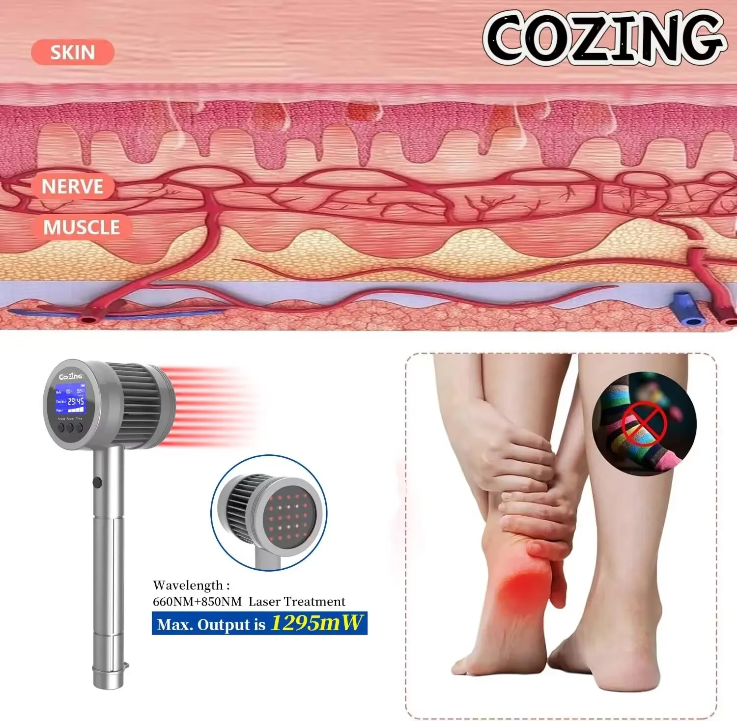 

For Chronic and Acute Pain Relief, 25 Diodes Cold Laser Therapy Device 650nm 808nm, Effective Physiotherapy Equipment