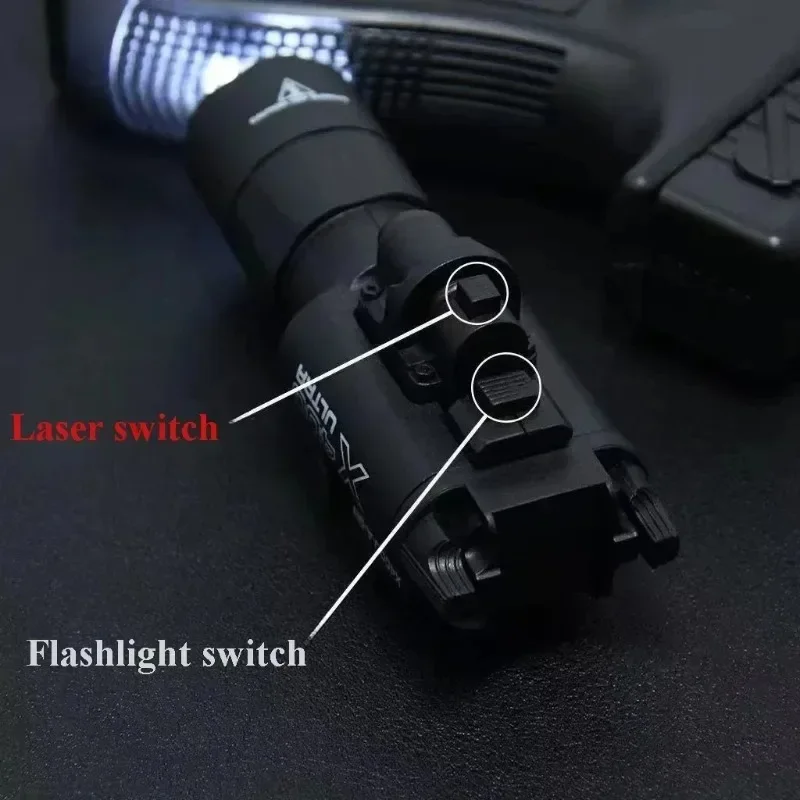 مؤشر ليزر بمصباح يدوي عالي الكثافة X400U: يناسب السكك الحديدية مقاس 20 مم، لعبة بنادق Airsoft والصيد ومطابقات CS والألعاب