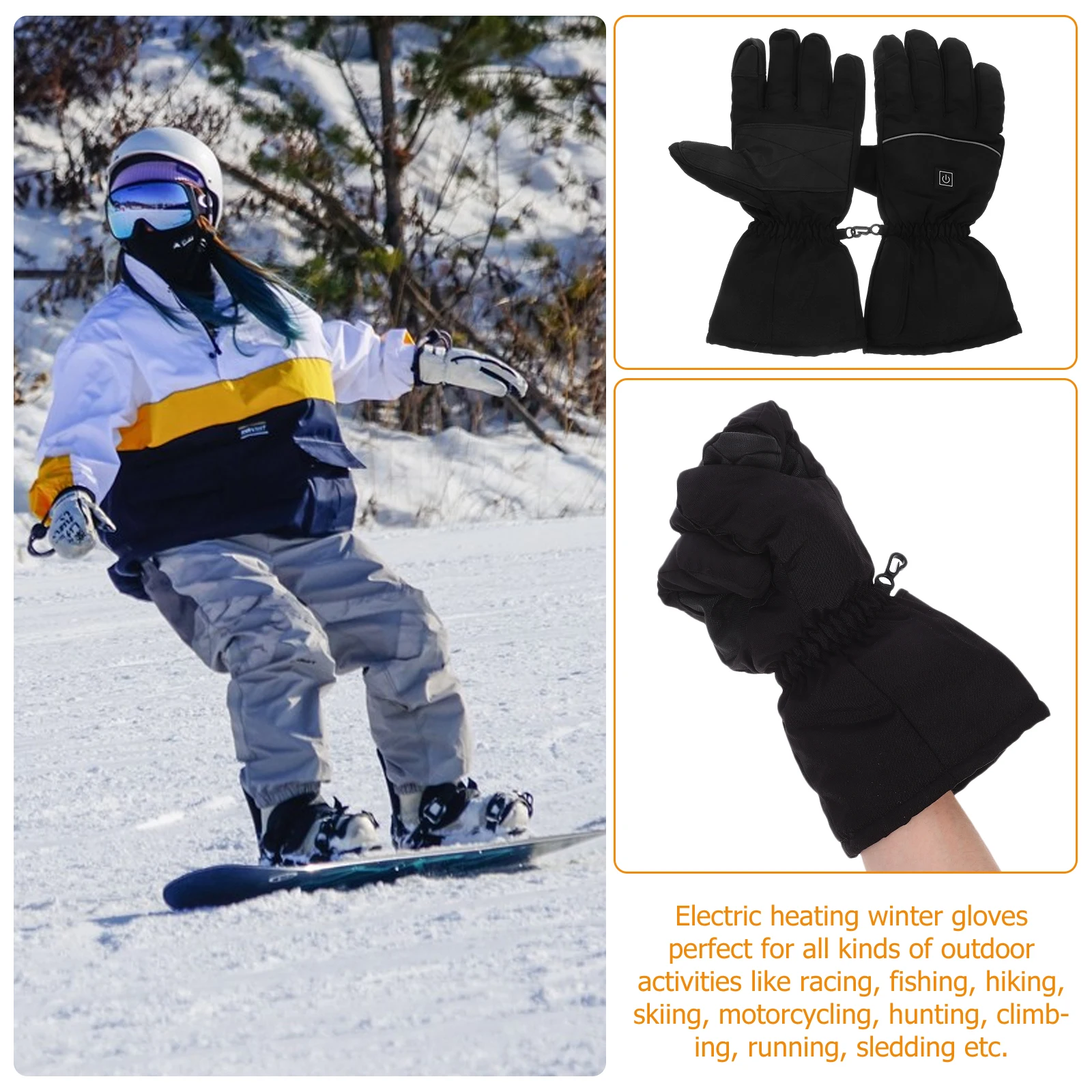 

Heated Gloves Electric Mittens for Winter Cold Weather 5 Finger Heating Waterproof Adjustable Powered Thermal for Skiing