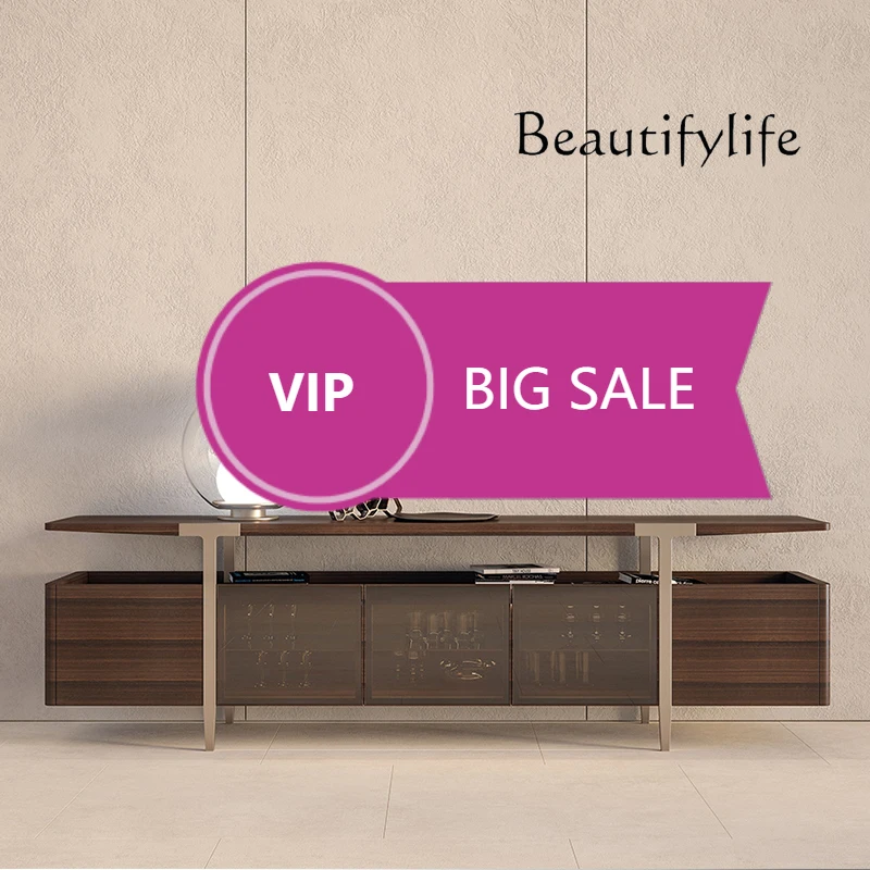 

L Minimalist TV Cabinet High-end Locker Tempered Glass Door Side Cabinet Nordic Solid Wood Stainless Steel Floor Cabinet