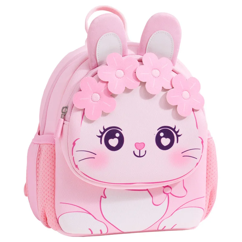 Desenhos animados Pink Rabbit School Bags para Meninas, Toddler Backpack, Jardim de Infância Kids, Kawaii Bag, 3 a 5 anos