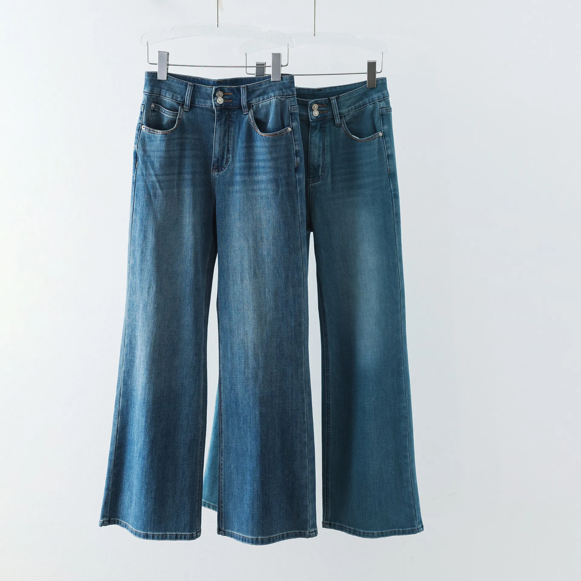 Dave&di Thin And Long Legs Sleek And Comfortable For Commuting Four Sided Elastic Slightly Flared Straight Leg Pants Jeans Women