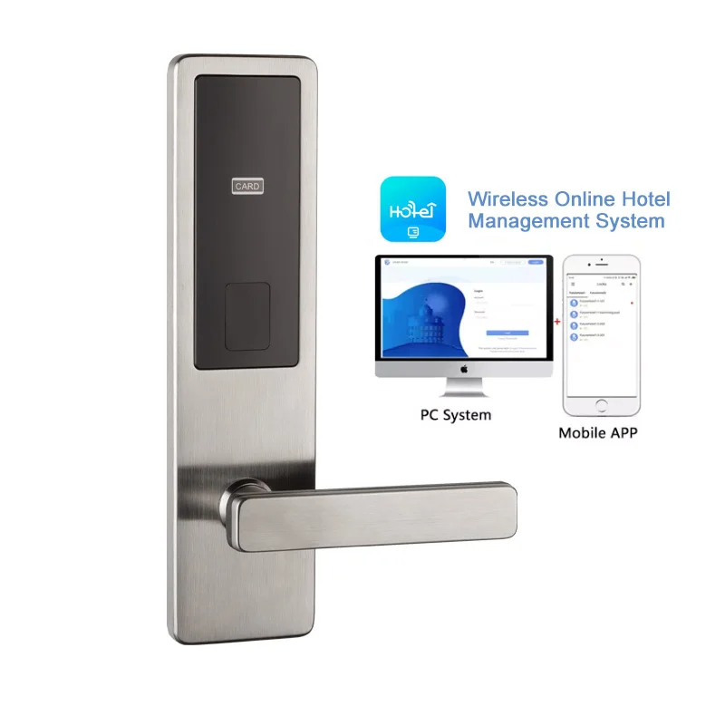 Smart RFID hotel lock system electronic 304 Stainless Steel door handle lock TThotel Wireless Online system