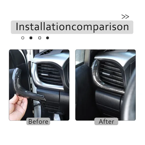 Imagen 2 del producto Ajuste para Toyota Hilux 2016-2022 ABS textura de fibra de carbono salpicadero de coche salida de aire acondicionado cubierta de marco de ventilación embellecedor