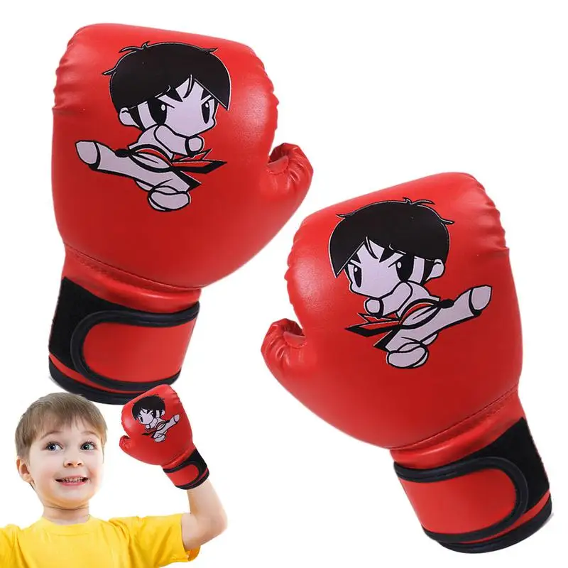 Kids Muay Thai Gloves Cute PU Leather Sparring Gloves Sparring Gear For Kids Home Gym Training Device For Muay Thai Sparring MMA