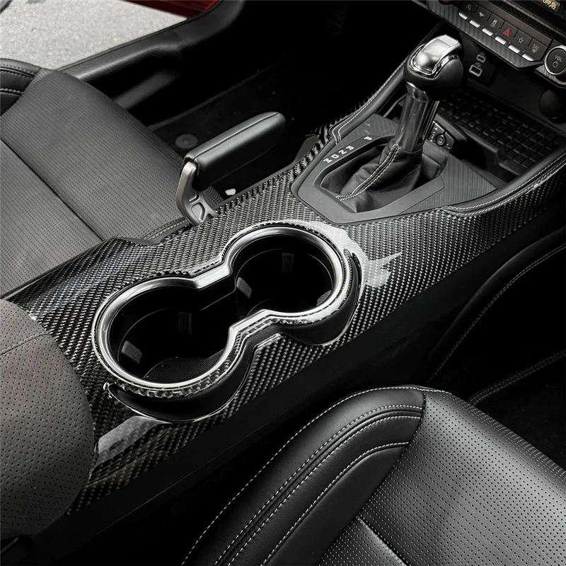 

Trending Carbon Fiber For Ford Mustang GT 2024 2025 Center Console Gear Shift Cup Holder Trim Accessories ,Mechanical Handbrake