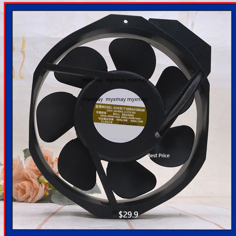 

Cooling Fan D3KB1738BAH3WAW AC 115V~220V 0.27A/0.25A 50/60Hz 172x150x51mm 2-Wire