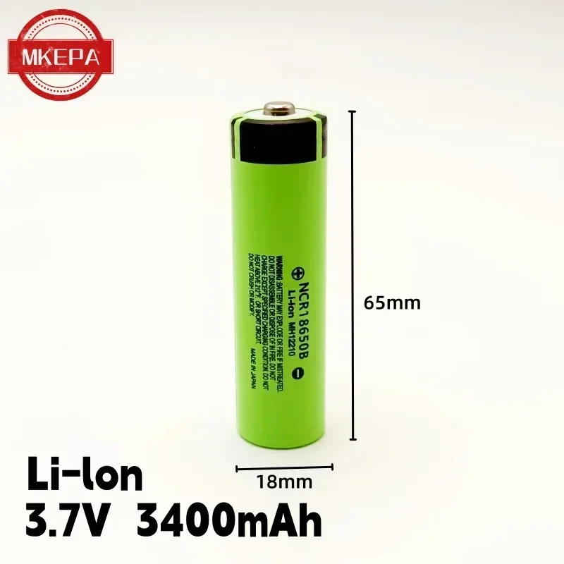 리튬 이온 NCR 충전식 배터리 Ncr손전등 소형 팬 등에 적합, 3.7V, 3400mAh, 18650 34B