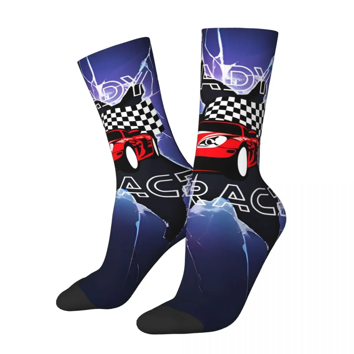 Themed Men's Socks Retro Harajuku Ready To Race Street Style Novelty Seamless Crew Sock