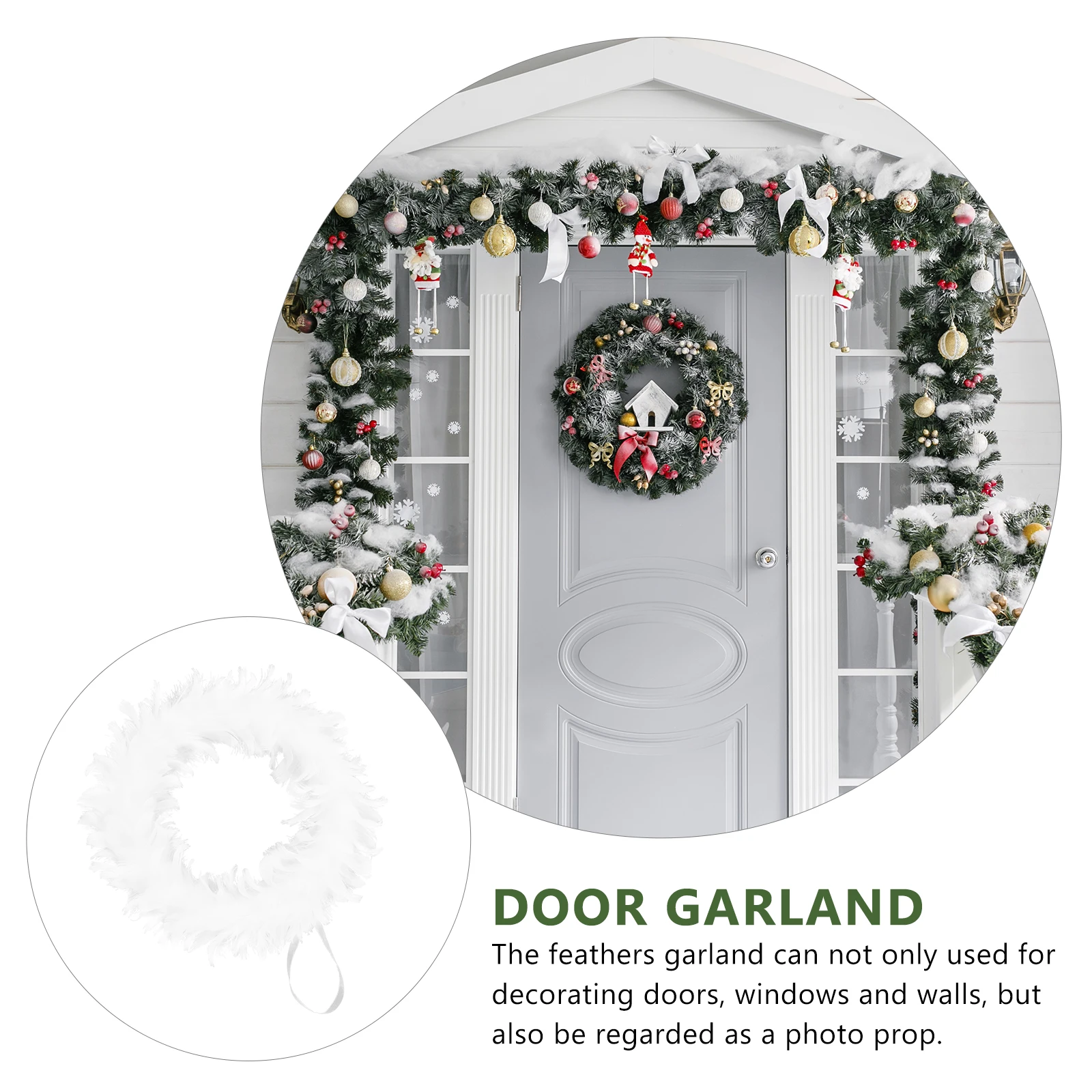 

Premium White Wreath Artificial Christmas Garland Lightweight Foam Hanging Decor Photo Prop Unique Wall Door Fireplace