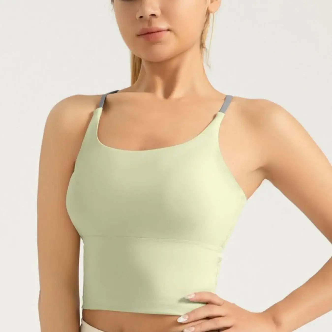 High beauty color blocking nude sports vest with high elasticity and chest cushion, yoga bra, fitness bra for women