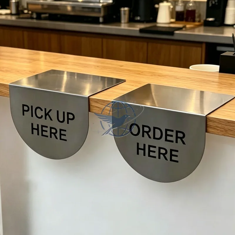 Pick up here signage order here signage L type stainless steel ordering area pick up area