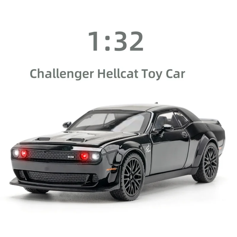 

1: 32 Dodge Challenger Hellcat игрушечный автомобиль, Литые металлические автомобили, игрушечные модели автомобиля Hellcat со звуком и искусственными игрушками для мальчиков