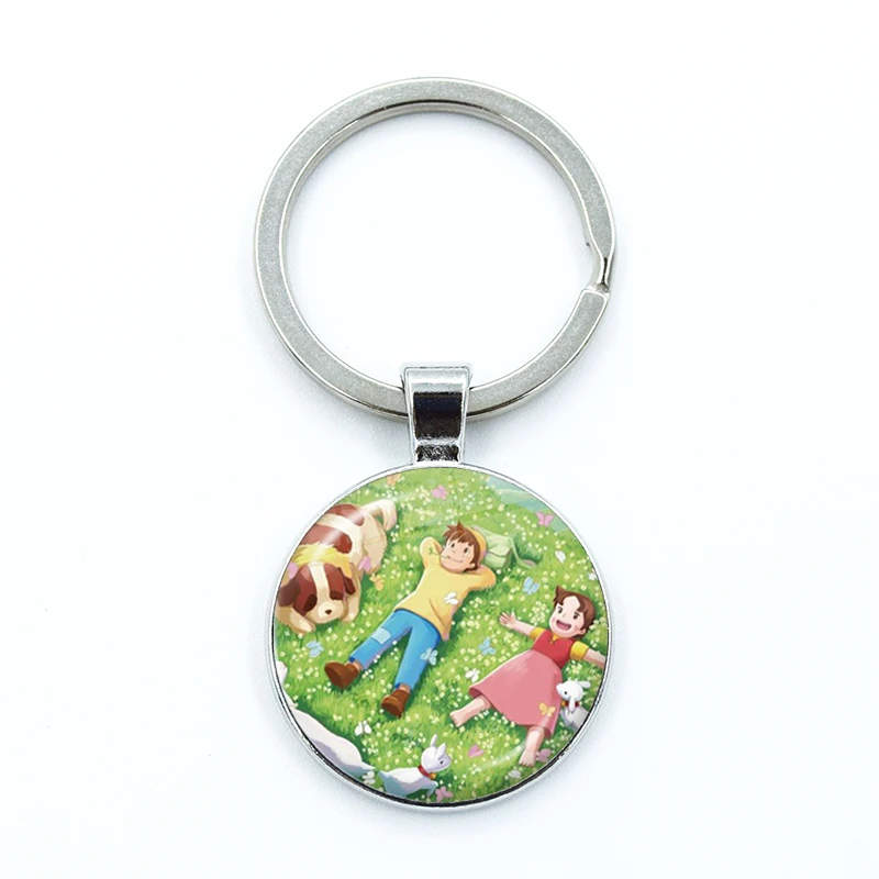 2023 New Heidi the Girl of the Alps Keychain Cartoon Glass Cabochon KeyRing Bag Car Key Chain Ring Holder Charms Jewelry Gifts