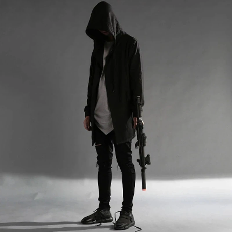 Men's Autumn/Winter New Dark Fashion Harajuku Fashion Casual Zip-Up Large-Size Hoodie