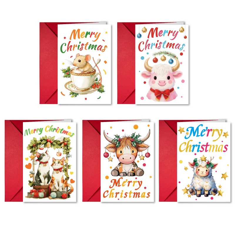 10 قطعة بطاقة معايدة عيد الميلاد عطلة نعمة بطاقة قابلة للطي بطاقة دعوة بطاقة المعايدة مكتوبة بخط اليد بطاقة رسالة شكر