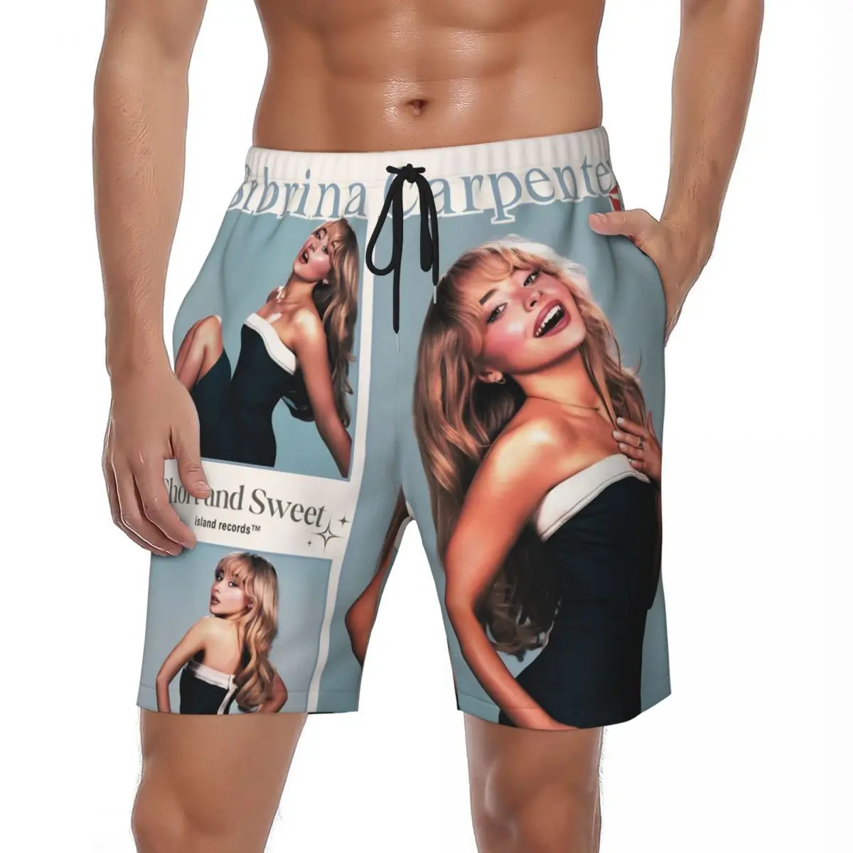 Male Board Shorts Sabrina Carpenter American Singer Man's Best Friend New Album Y2K Retro Swimming Trunks Surf Beach Shorts