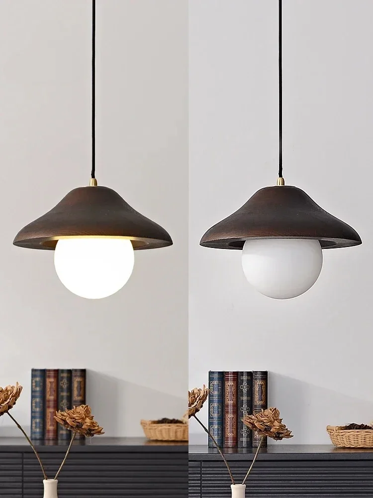 Wooden chandelier Restaurant Kitchen Restaurant Bar Hanging chandelier straw hat