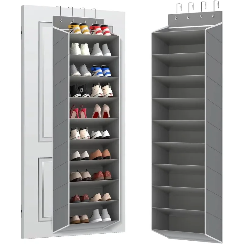 10-Tier Large Over the Door Hanging Shoe Rack Organizer, Durable Storage for 20+ Pairs of Sneakers, Boots, Sandals