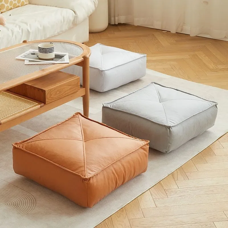 Japanese Style Futon Cushion PU Leather Floor Seat Cushion With Fillings Living Room Thicken Lazy Tatami Sitting Mats Household