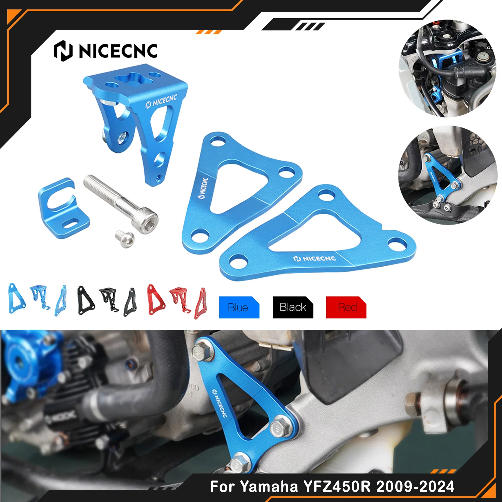 NICECNC ATV Engine Mounting Bracket for Yamaha YFZ450R 2009-2024 YFZ450R SE 2015-2024 YFZ450X 2010-2011 YFZ450 2017 Aluminum