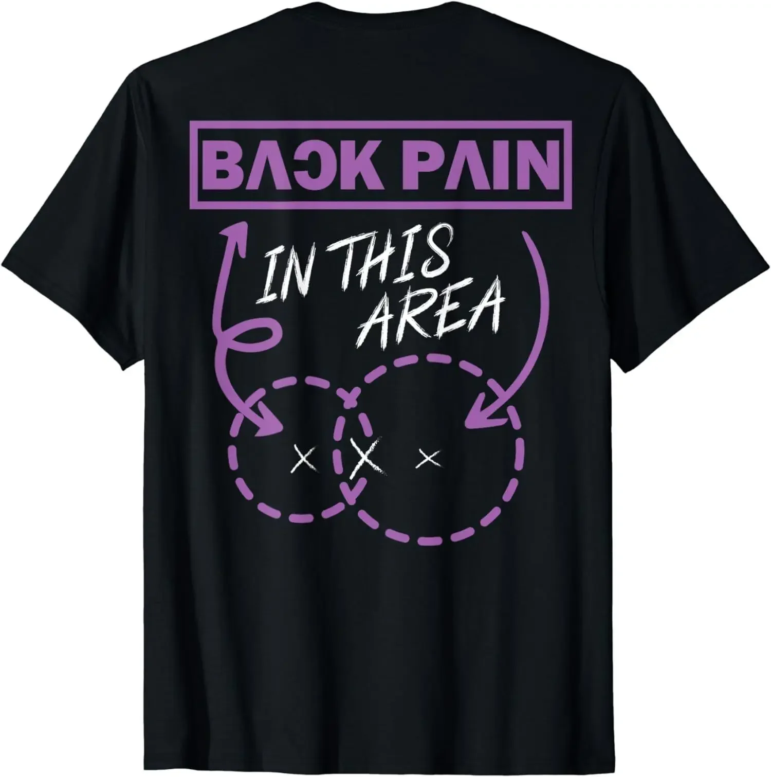 Funny Fun Back Pain In This Area Or Lower Back (BACK) Unisex T-Shirt