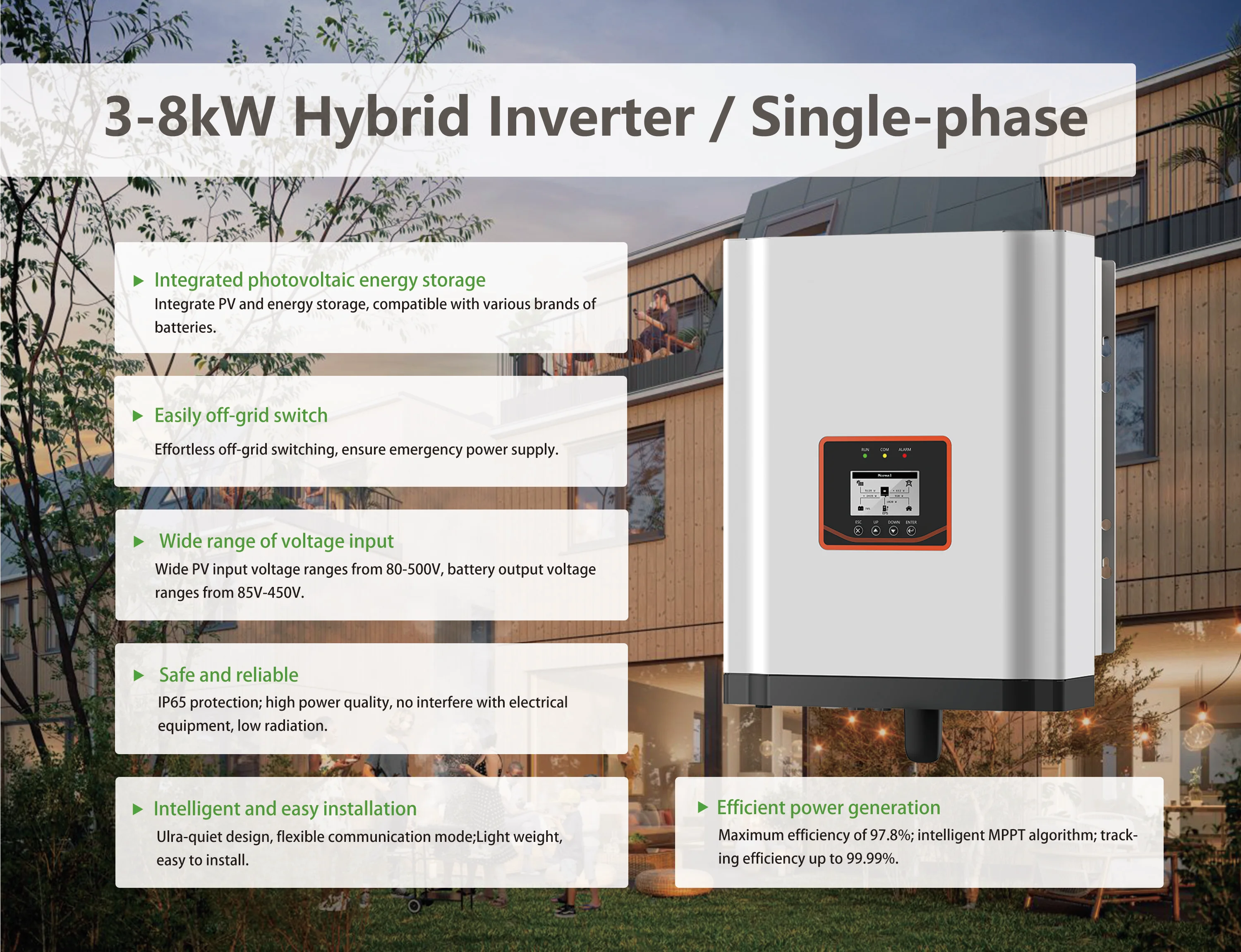 Turnlife Flexible Configuration Single-phase Hybrid Power Inverter for Household High Voltage Solar Battery Storage