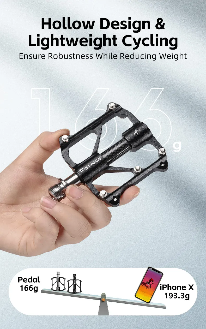 WEST BIKING Carbonfaser-Pedal Rennrad-Pedal 3-Lager Titanlegierung Achspedal MTB Fahrradpedal Fahrradzubehör – Detail 15
