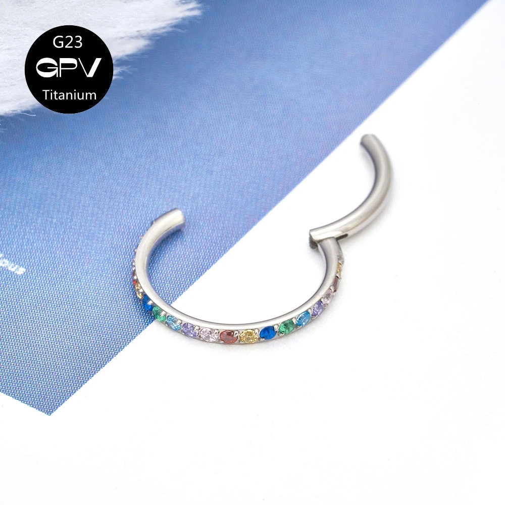 Couple Perforated Nose Ring G23 Titanium Alloy Inset 5A Colored Zircon Rock Hip-Hop Punk Body Piercing Jewelry Earrings