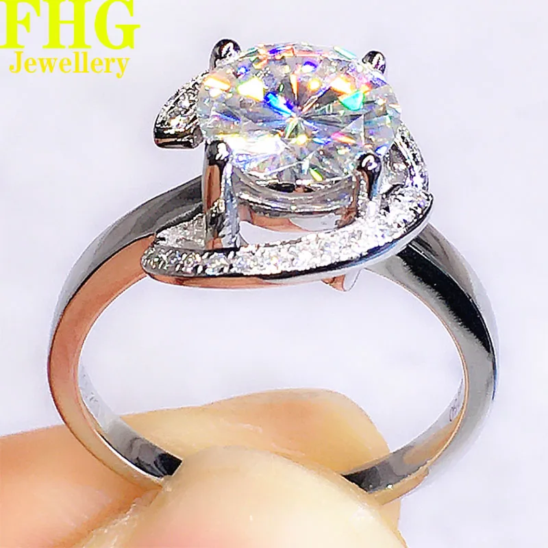 4 5 6 Carat Solid Au750 18K White Gold Ring DVVS Moissanite Diamonds Round Wedding Party Engagement Anniversary Ring