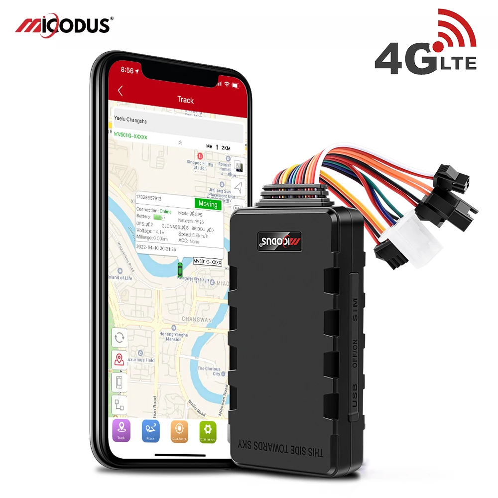 

MiCODUS Car GPS Tracker 4G MV501G 1000mAh Tracking Device SOS Remote Cut Off Fuel Voice Monitor Multi-Alarms Lifetime Free App