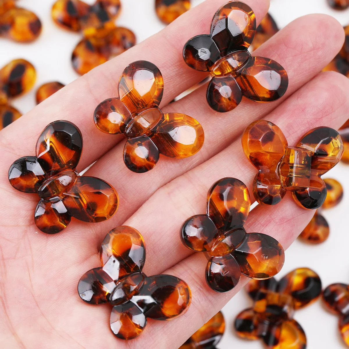 25pcs/50pcs Acrylic Beads,26*20mm Tortoise Shell Bow Loose Beads for DIY Handmade Jewelry Making Supplies