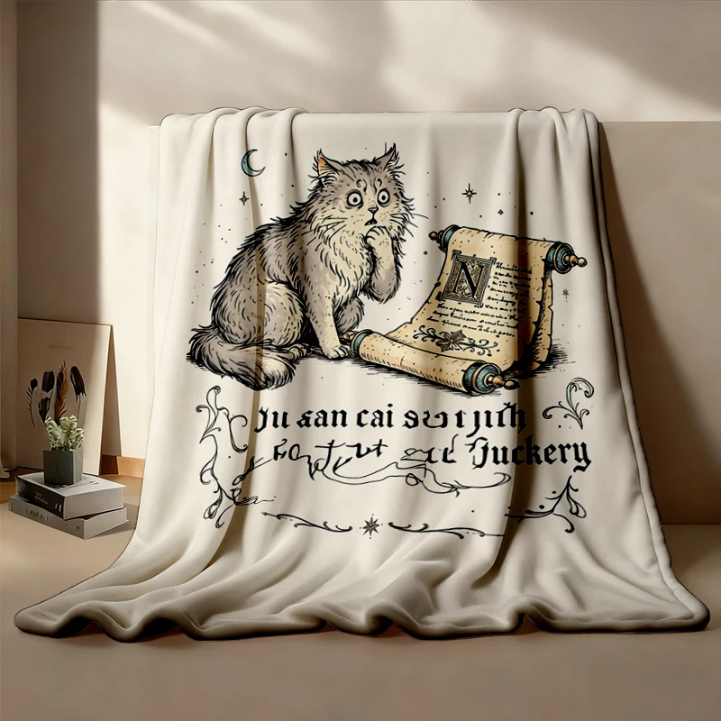 The Ancient Texts Did Not Foretell This Fuckery Cozy Blanket, Funny Medieval Cat Warm Blanket, Sarcastic Cat Flannel, Ad