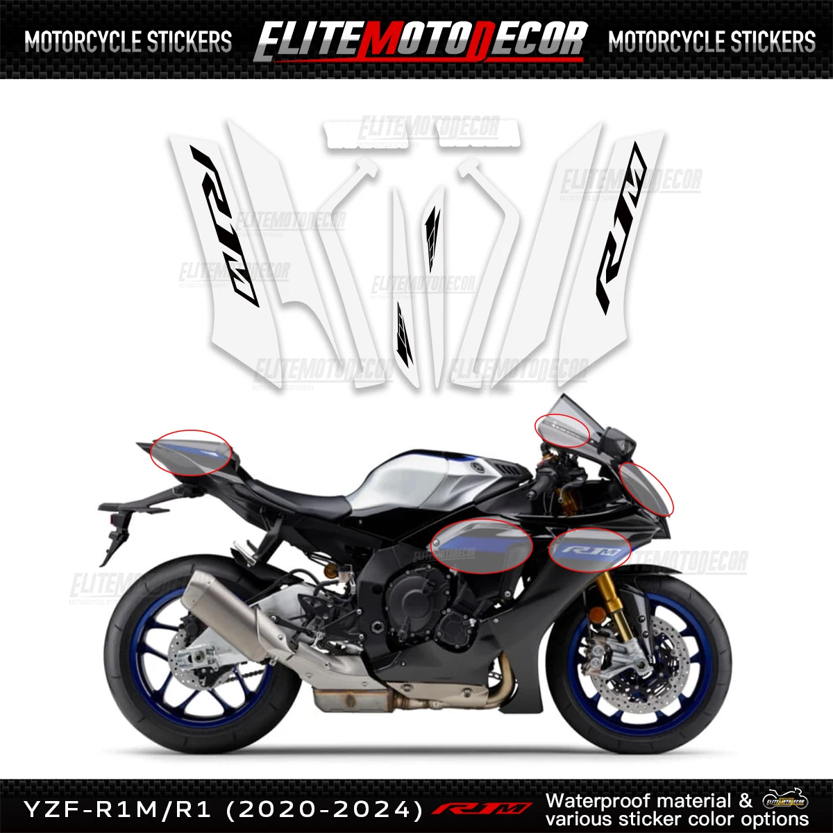 

YZF R1 R1M 2024, новый обтекатель мотоцикла, индивидуальная наклейка, наклейка на полный автомобиль, наклейка для YAMAHA R1M 2020 2021 2022 2023 2024