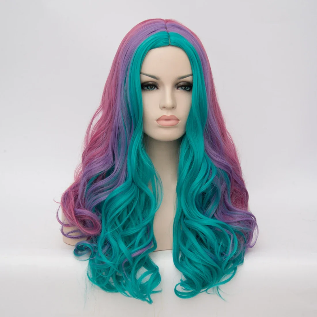 Color Long Wavy Wig Synthetic Wig Ladies Cosplay Daily Use Of Heat-resistant Hair.