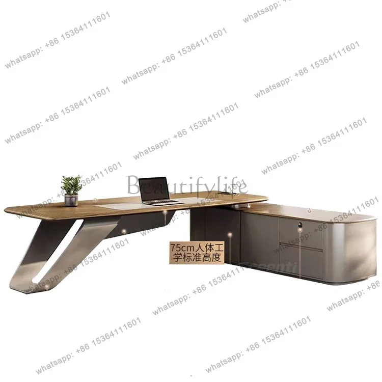 

Light luxury manager desk and chair combination, simple modern large class desk supervisor leader computer desk